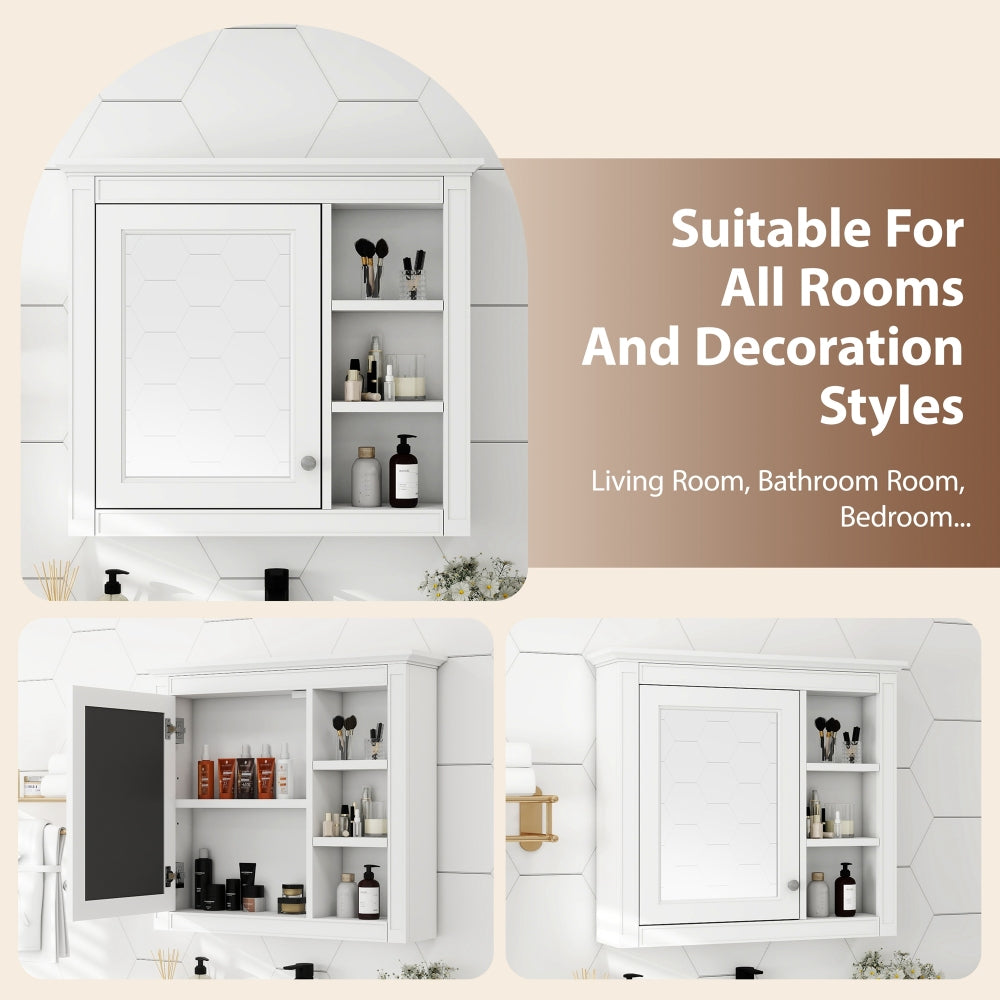 30'' x 28'' Medicine Cabinet, Wall Mounted Bathroom Storage Cabinet, Modern Bathroom Wall Cabinet with Mirror,Medicine Cabinet, Mirror Cabinet with 3 Open Shelves (Not Include Bathroom Vanity )