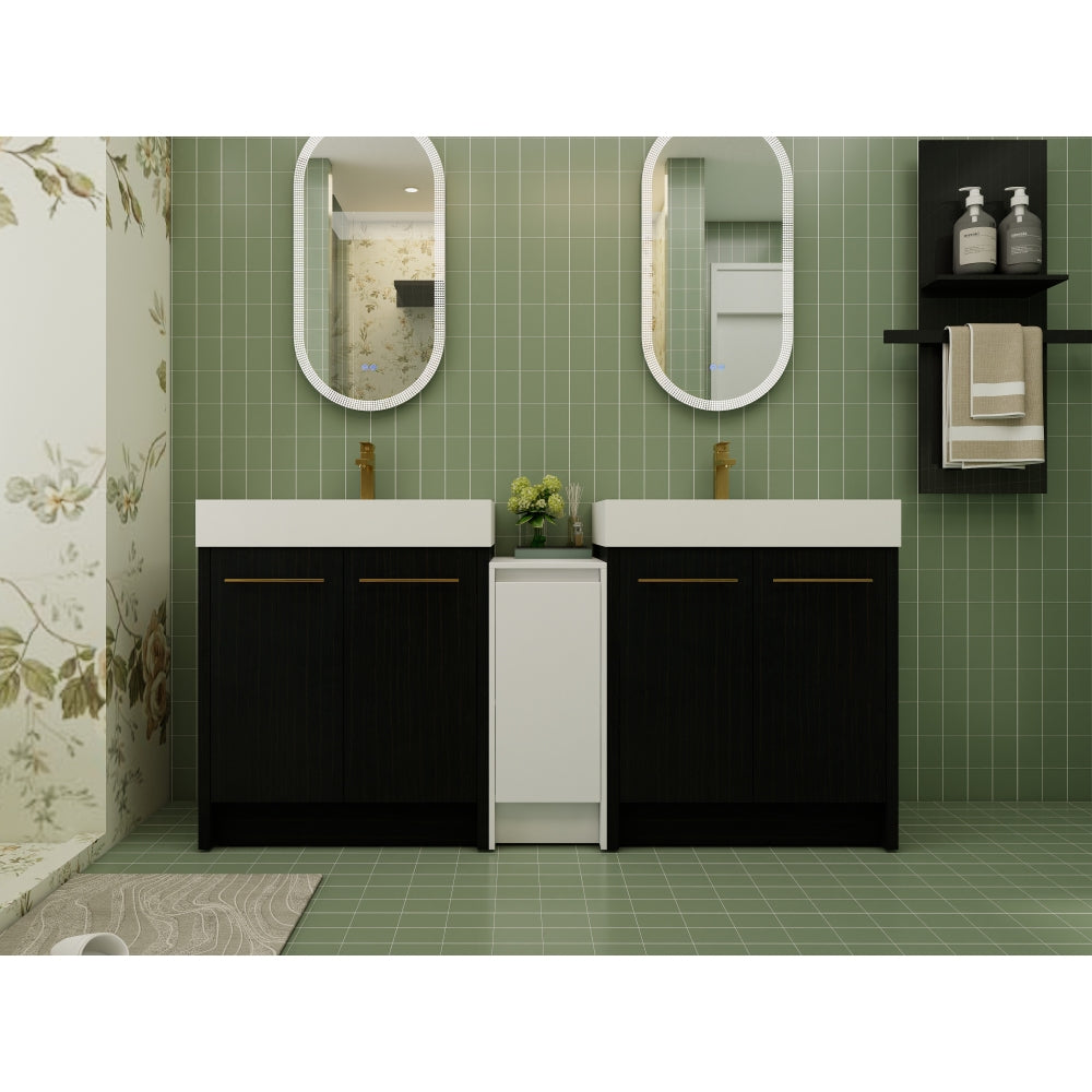 72 Inch Freestanding Bathroom Vanity with Resin Sink and a Storage Cabinets, With Soft Closing Door, 09230*2+0312 Combination Cabinet, KD-Package