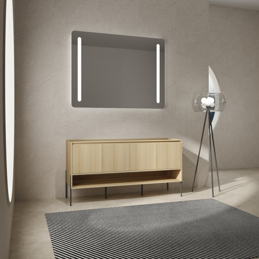 48" Bathroom Vanity Combo w/Single Resin Sink, Modern Storage Cabinet Set 3 Door, Multilayer solid wood, Oak