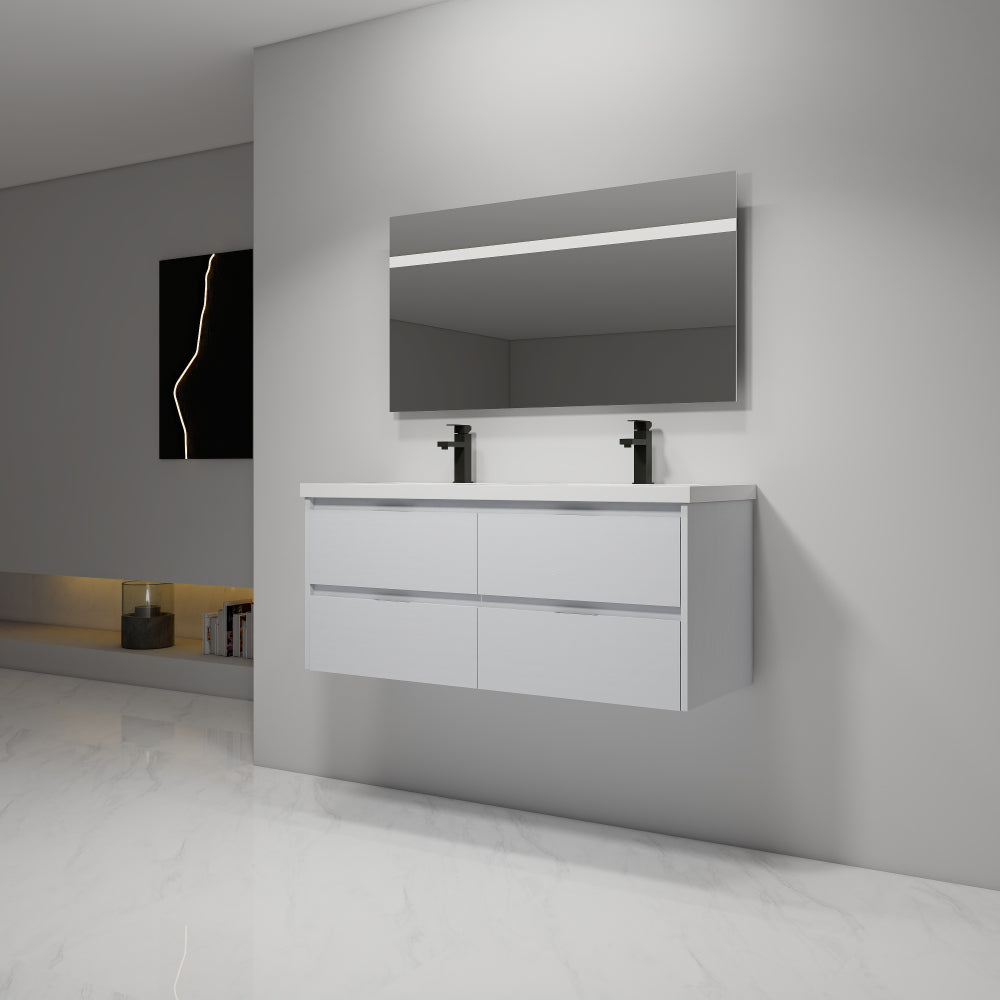 48 Inch Bathroom Vanity With Dual Sink, Resin Sink, 4 Soft Close Drawers, 48x18