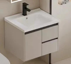 Marketing Design Bathroom Drawer Cabinet PVC Wall Mounted Bathroom Vanity with Hotel Ceramic Washbasin Sink Set
