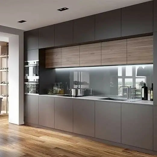 Kitchen cabinet Modern Hands-Free Plywood Cabinets Set Design Luxury White L-Shaped Wooden Cabinets