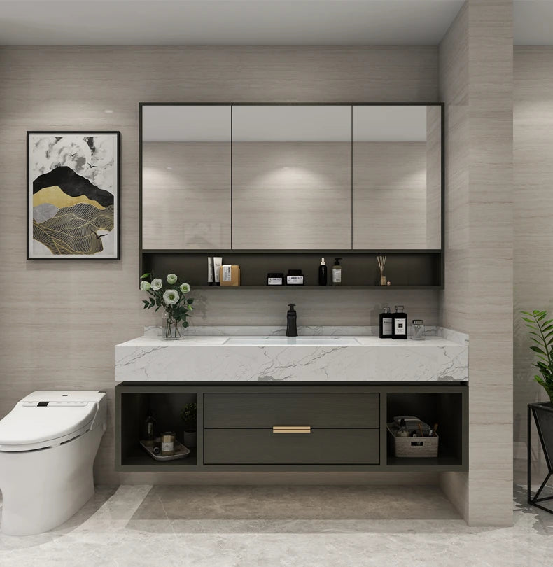 Customized Black Sink Modern Hot Design Bathroom Vanity with Storage Cabinet Wholesale