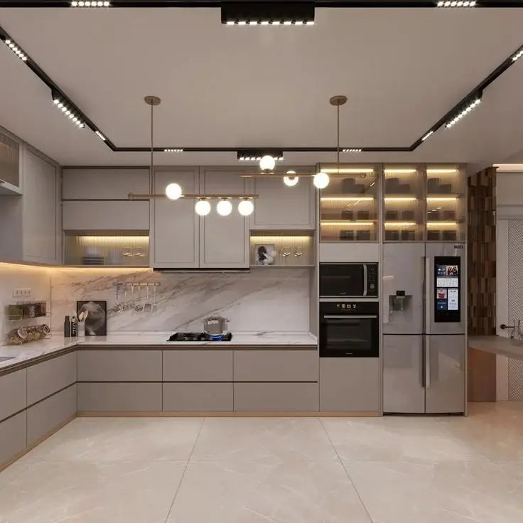 Kitchen cabinet Matte Grey Kitchen Modular Custom Furniture Design Modern Smart Kitchen Cabinets