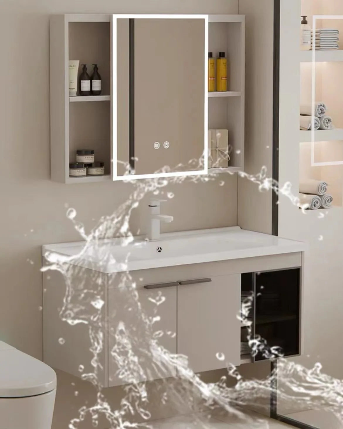 aluminum bathroom cabinet Hotel Furniture Bathroom Vanity Sink PVC Honeycomb Aluminum Cabinet Sintered Stone Washbasin Modern Bathroom Cabinet