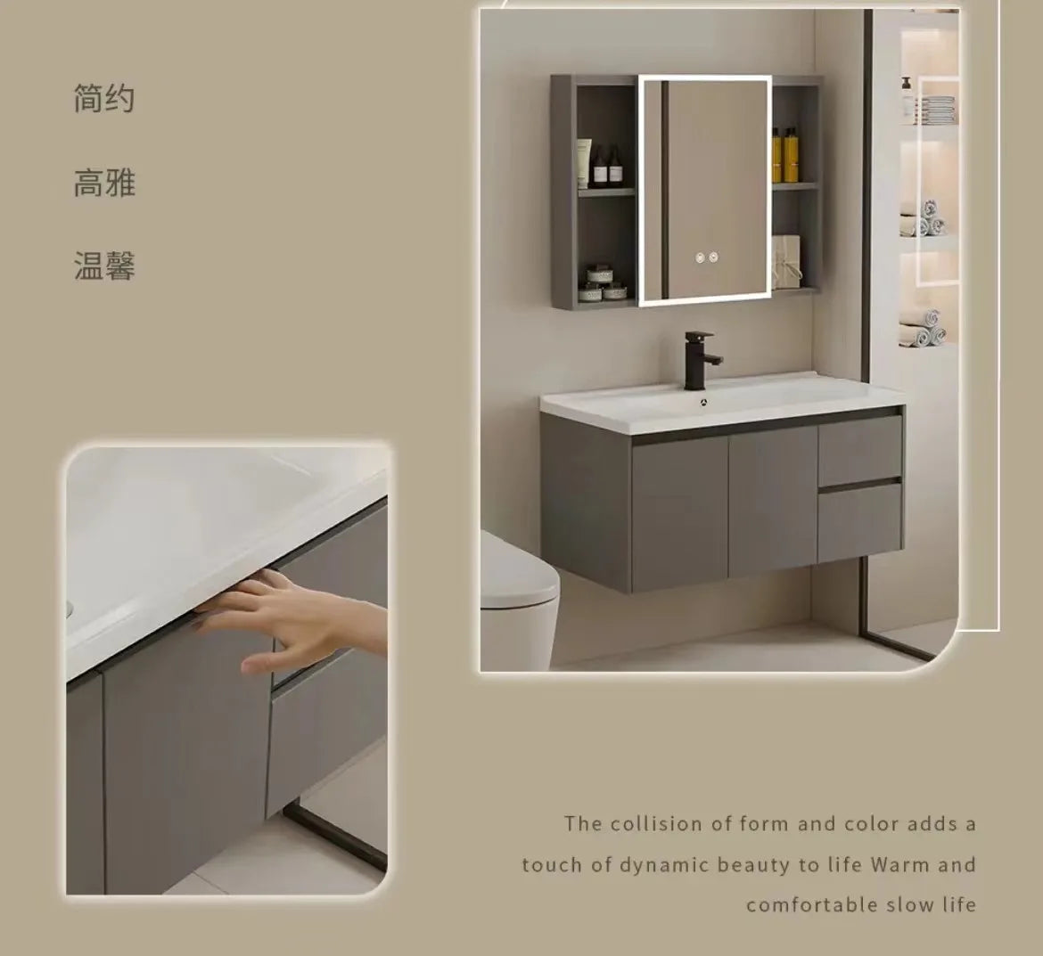 aluminum Top quality new custom bathroom cabinet modern bathroom furniture European bathroom vanity with sink
