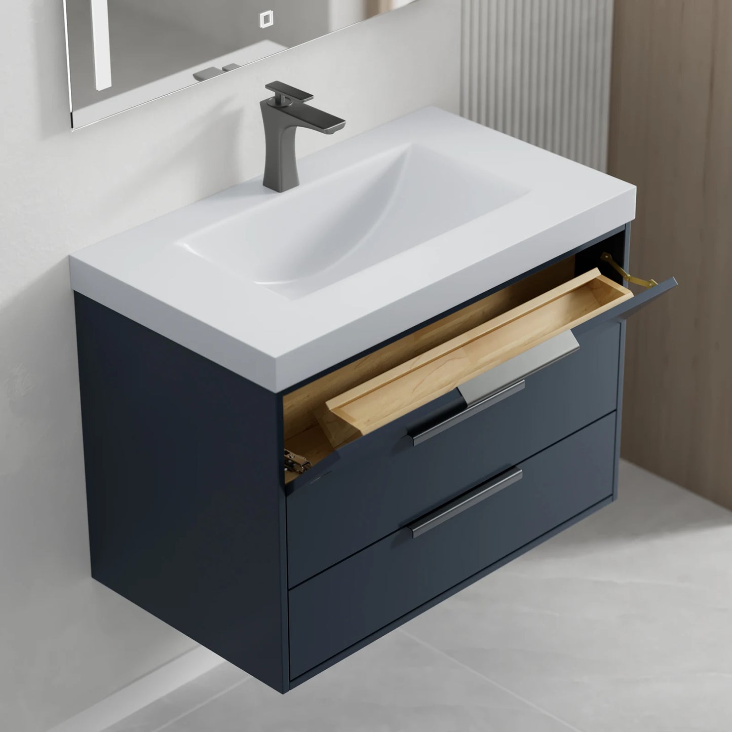Bathroom Sink Cabinet Wall Cabinet Bathroom Vanity Set Hotel 2 Drawers Waterproof Modern Luxury Rectangle Unit Cabinet