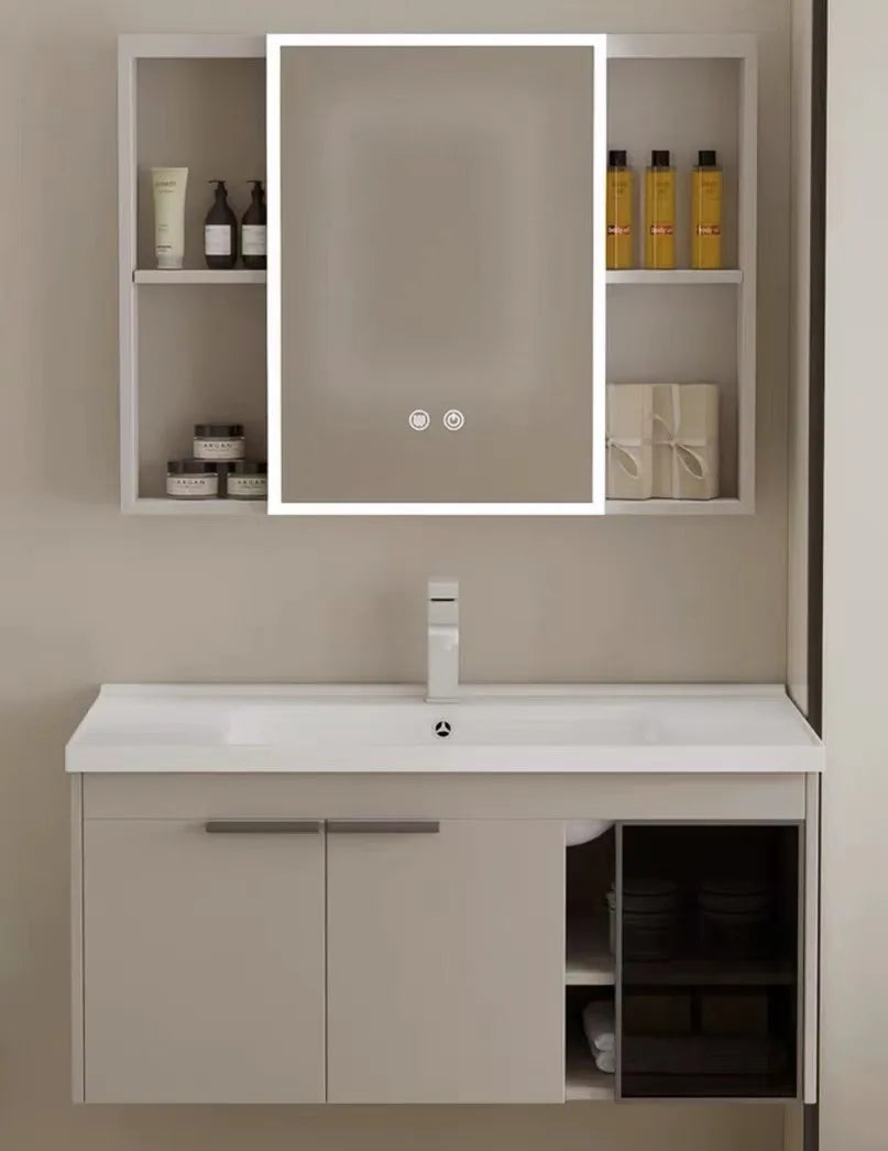 aluminum bathroom cabinet Hotel Furniture Bathroom Vanity Sink PVC Honeycomb Aluminum Cabinet Sintered Stone Washbasin Modern Bathroom Cabinet