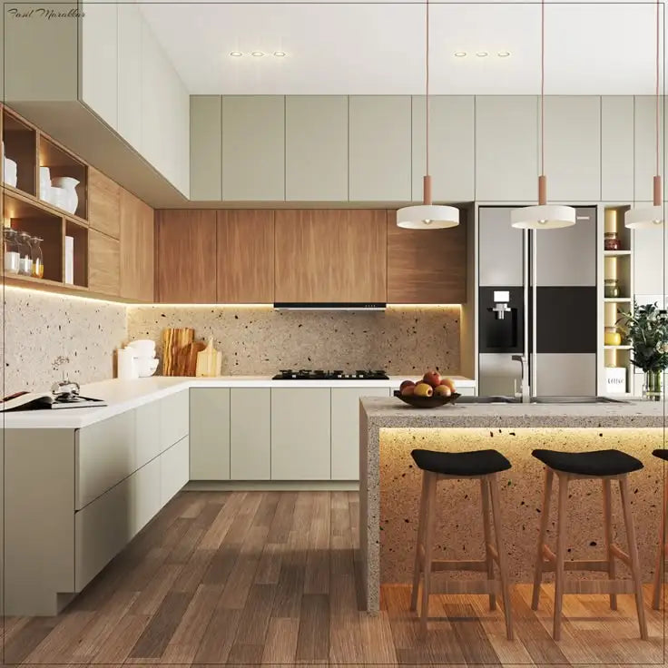 Kitchen cabinet Modern Design Custom Luxury Kitchen Furniture Plywood Cabinet Set with Island Cabinet