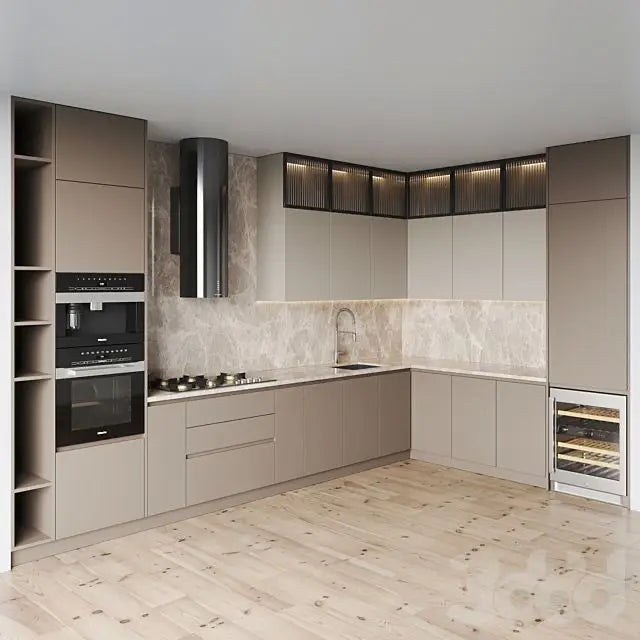 Kitchen cabinet Custom matt gray style HDM board cabinet furniture set design, with island paint cabinet