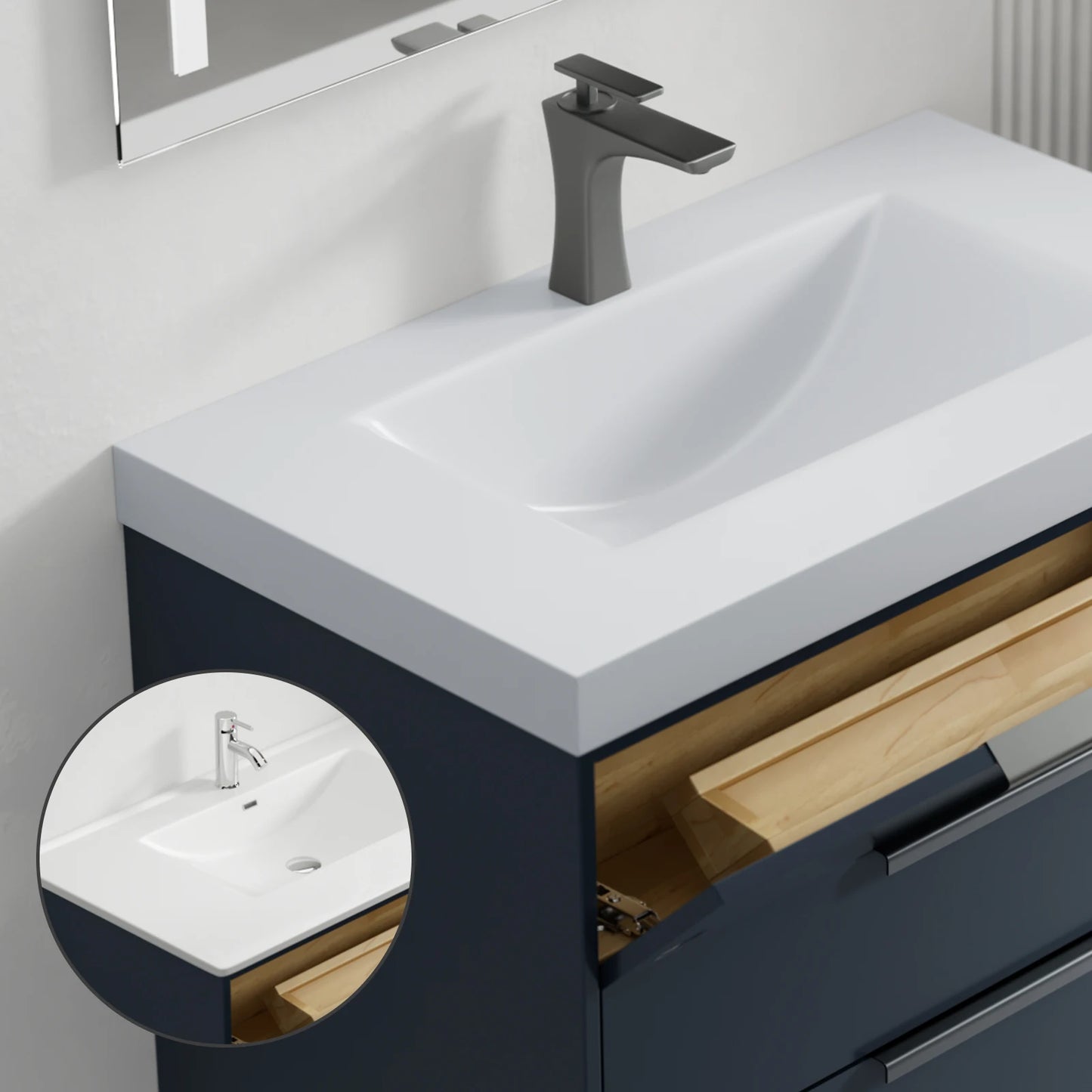 Bathroom Sink Cabinet Wall Cabinet Bathroom Vanity Set Hotel 2 Drawers Waterproof Modern Luxury Rectangle Unit Cabinet