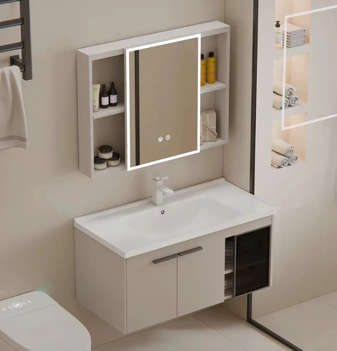 aluminum bathroom cabinet Hotel Furniture Bathroom Vanity Sink PVC Honeycomb Aluminum Cabinet Sintered Stone Washbasin Modern Bathroom Cabinet