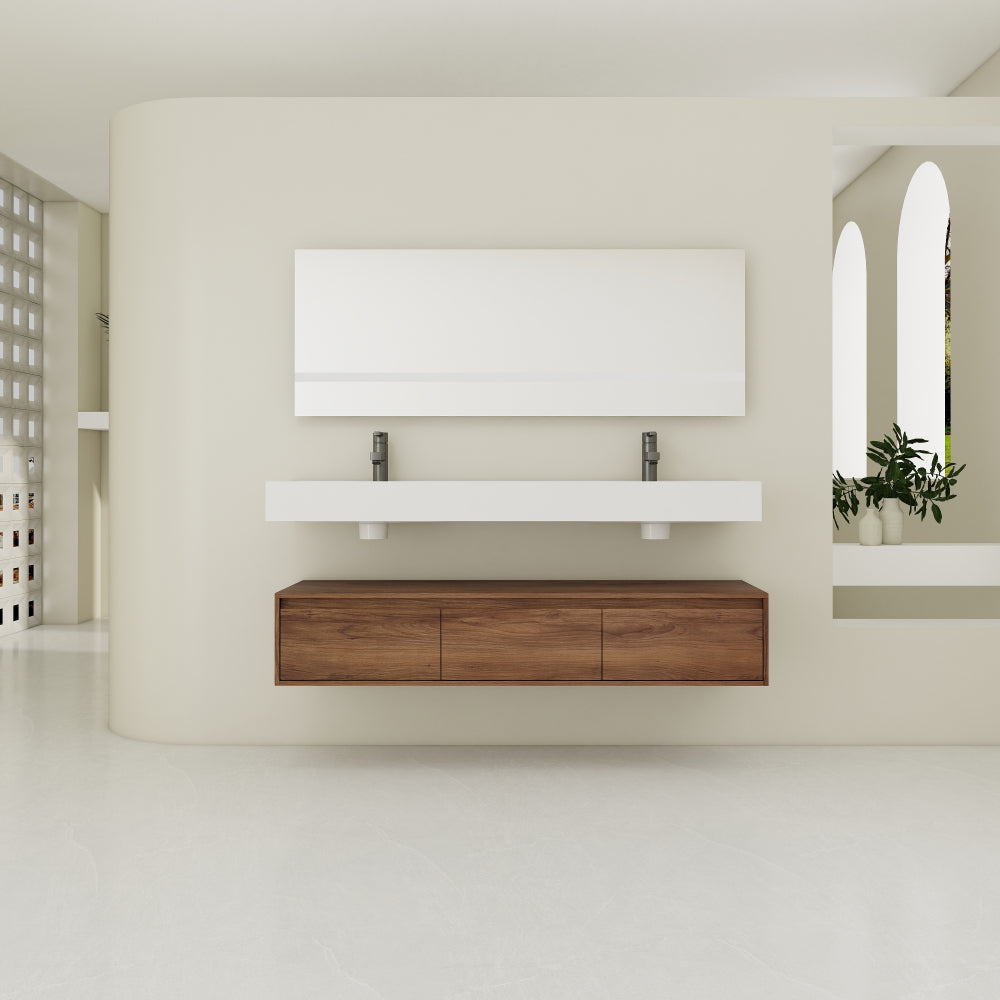 60" Bathroom Cabinet,Soft Close Drawer,Float Mounting Design (Only Vanity, Without Sink)