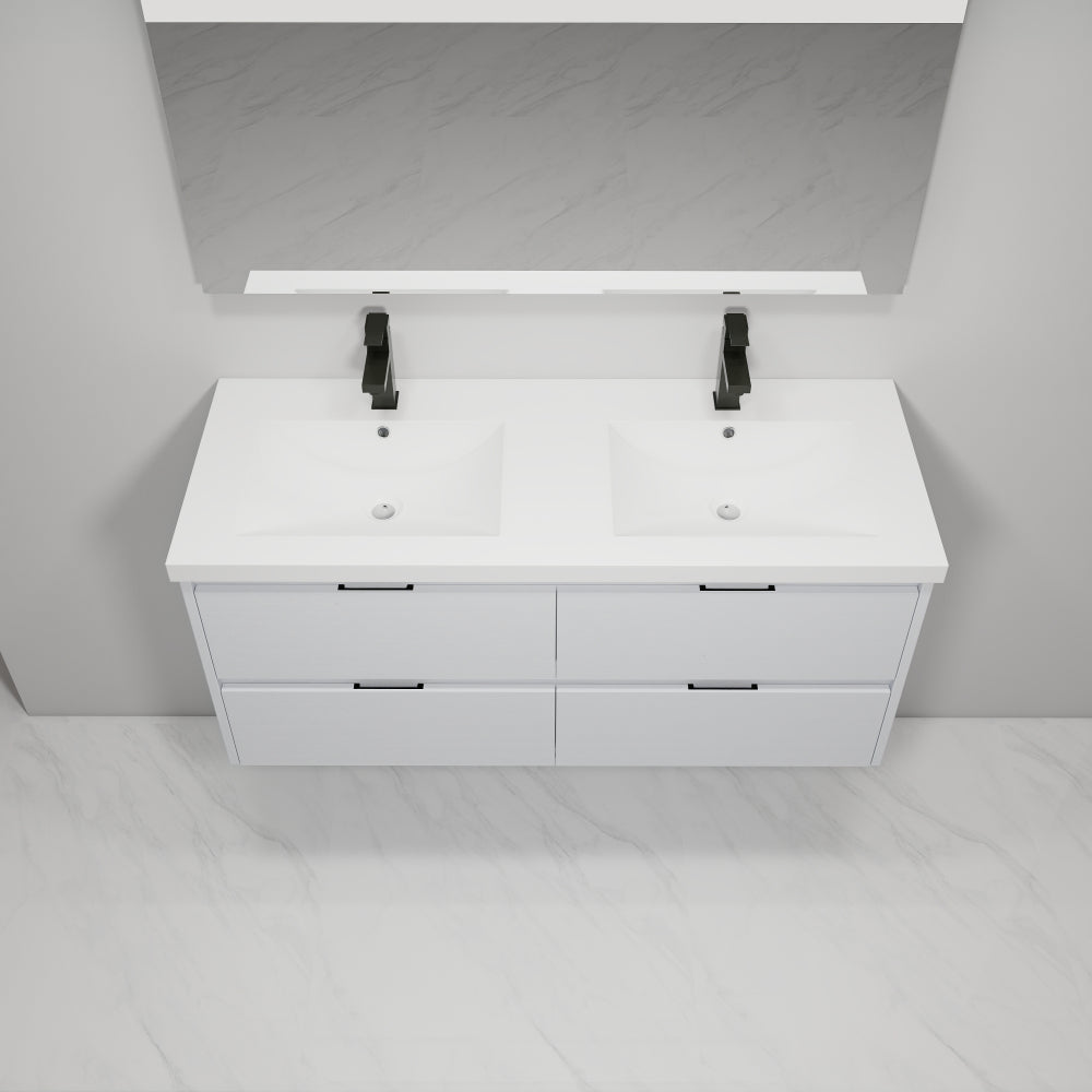 48 Inch Bathroom Vanity With Dual Sink, Resin Sink, 4 Soft Close Drawers, 48x18