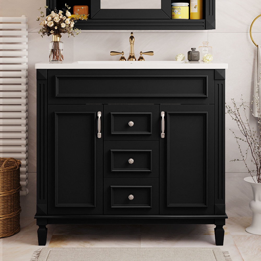 36'' Bathroom Vanity with Top Sink, Modern Bathroom Storage Cabinet with 2 Soft Closing Doors and 2 Drawers, Single Sink Bathroom Vanity