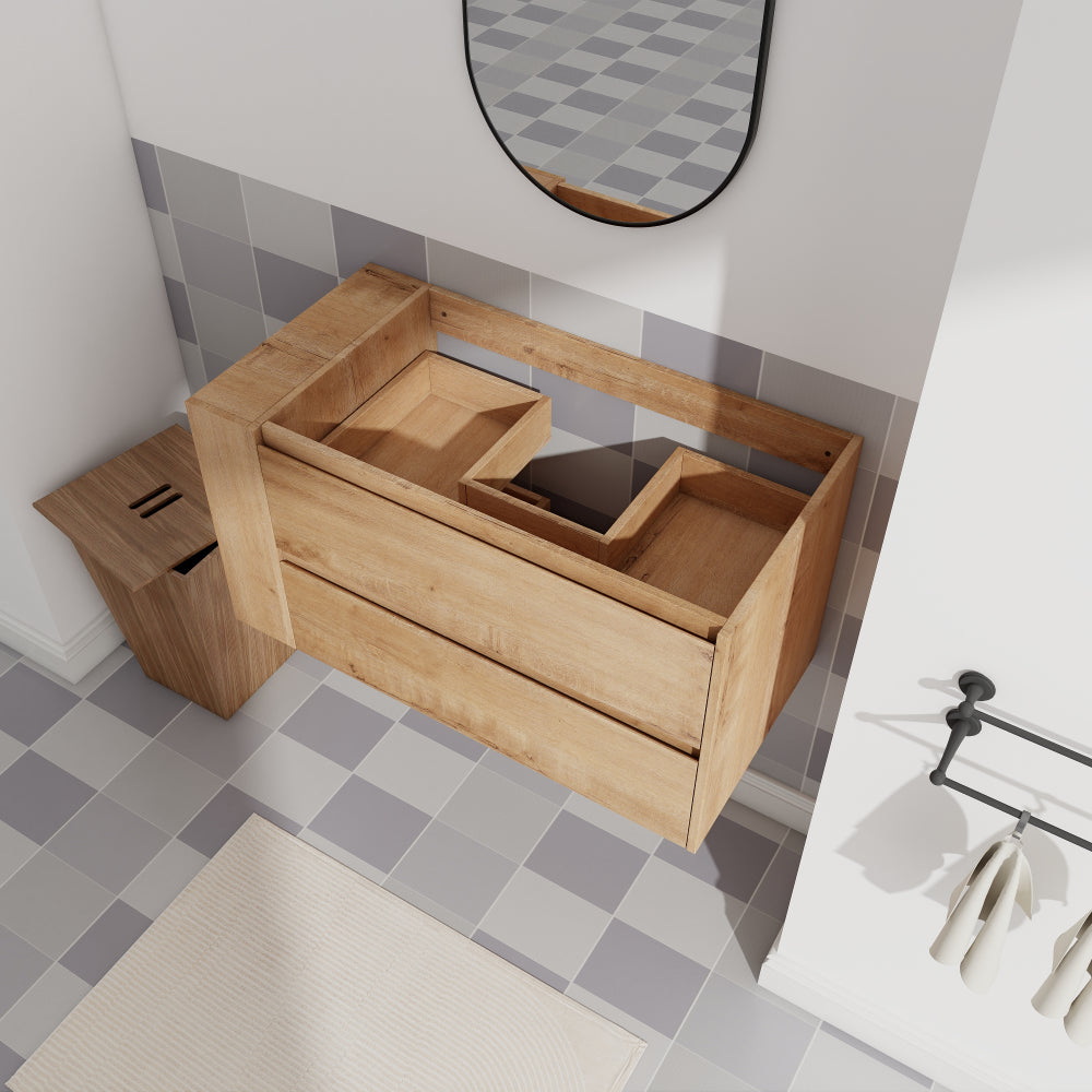 36" Wall Mounting Bathroom Vanity, Soft Close Drawer(Only Vanity, Without Basin)