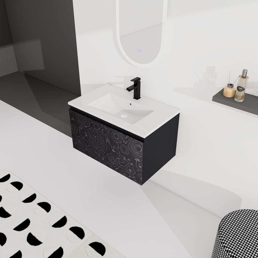 30'' Floating Wall-Mounted Bathroom Vanity With Ceramics Sink & Soft-Close Cabinet Door, KD-Package