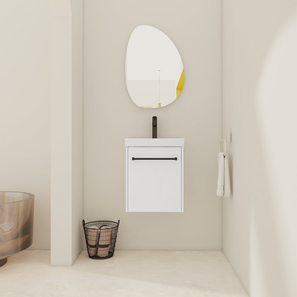 18'' Floating Wall-Mounted Bathroom Vanity with Ceramic Sink & Soft-Close Cabinet Door, For Small Bathroom