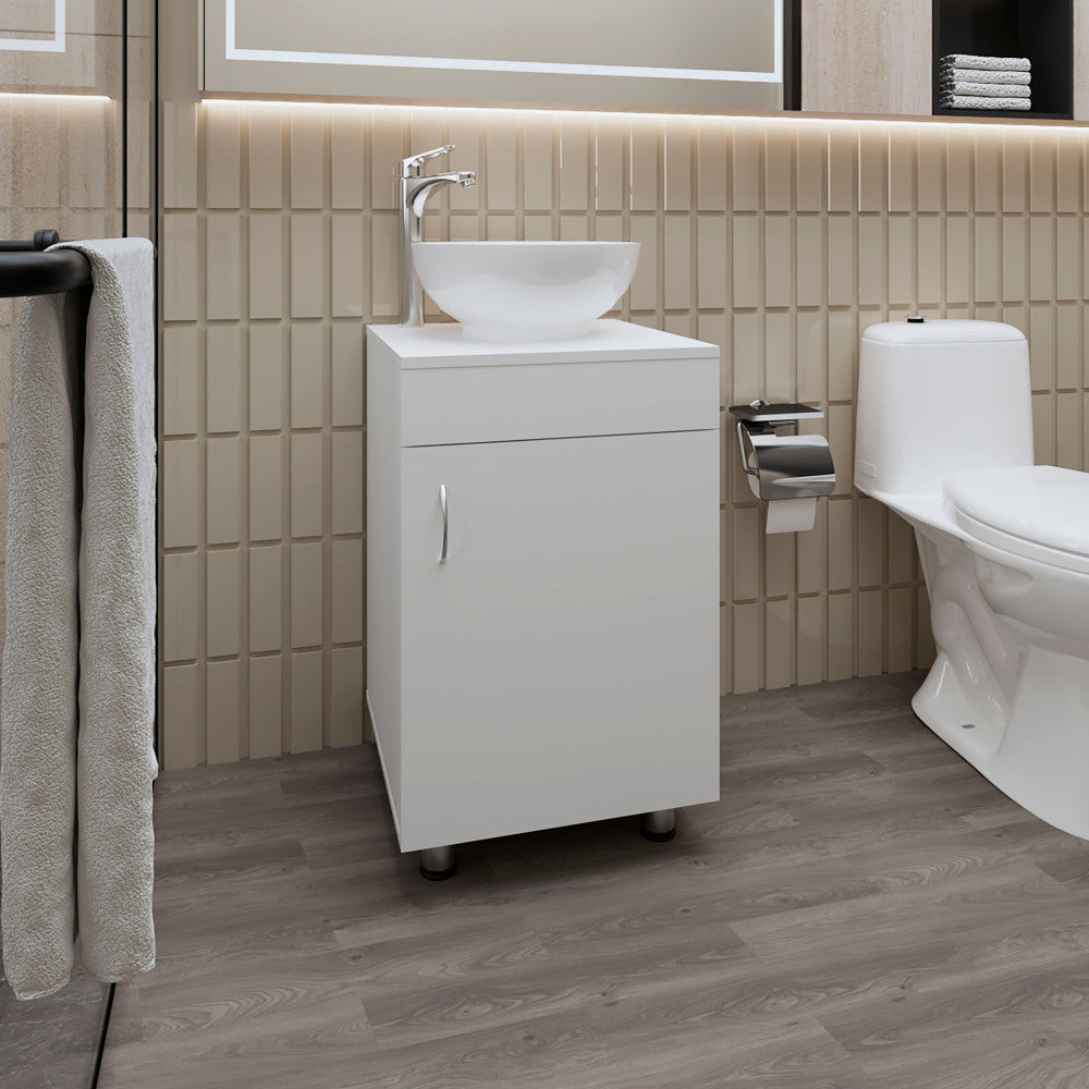 FM FURNITURE Loli Bathroom Vanity with Integrated Sink and Faucet, White