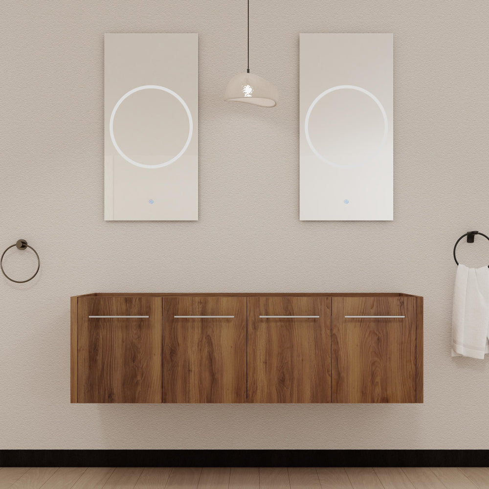48 Inch Wall-Mounted Bathroom Vanity with Sink, Thick Edged Resin Basin, KD-Package