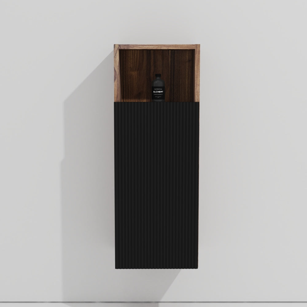 Gloria 24" Wall Mounted Soft Black & Walnut Bathroom Vanity with Integrated Ceramic Sink with Overflow, Large Storage Floating Bathroom Vanity for Modern Bathroom, Pre-assembled