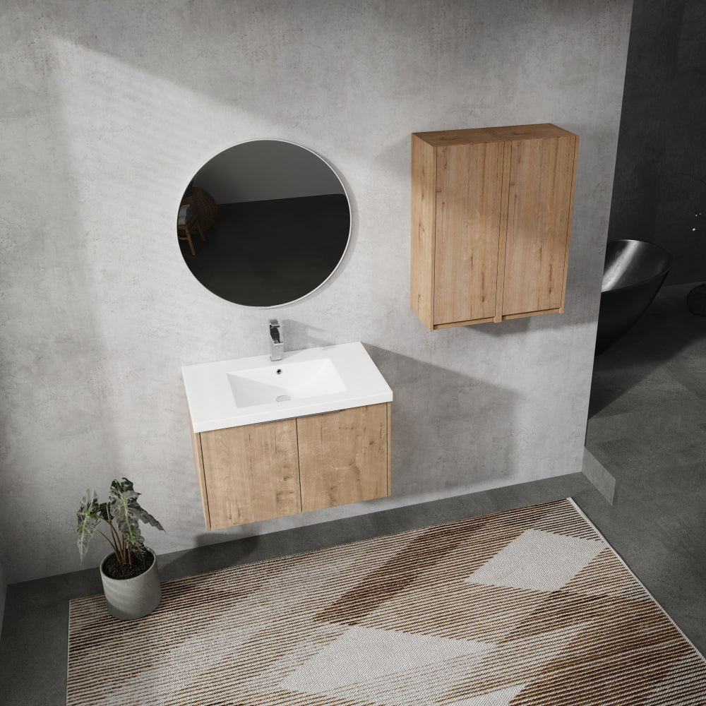 30" Wall-Mounted Bathroom Vanity With Sink and Side Cabinet, Soft Close Doors,00112IMO x 2-00630IMO Combination Cabinet(KD-Packing)