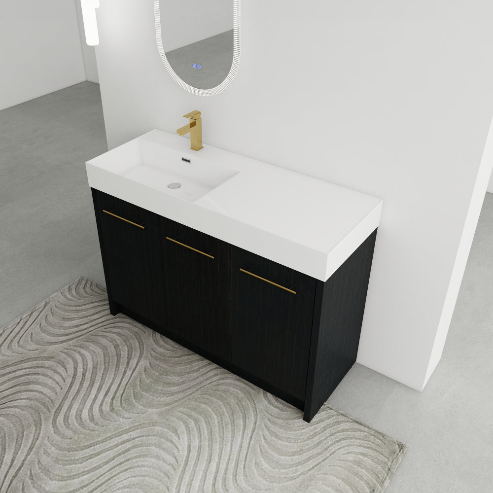 48 Inch Freestanding Bathroom Vanity with Resin Sink, With Soft Closing Door, KD-Package