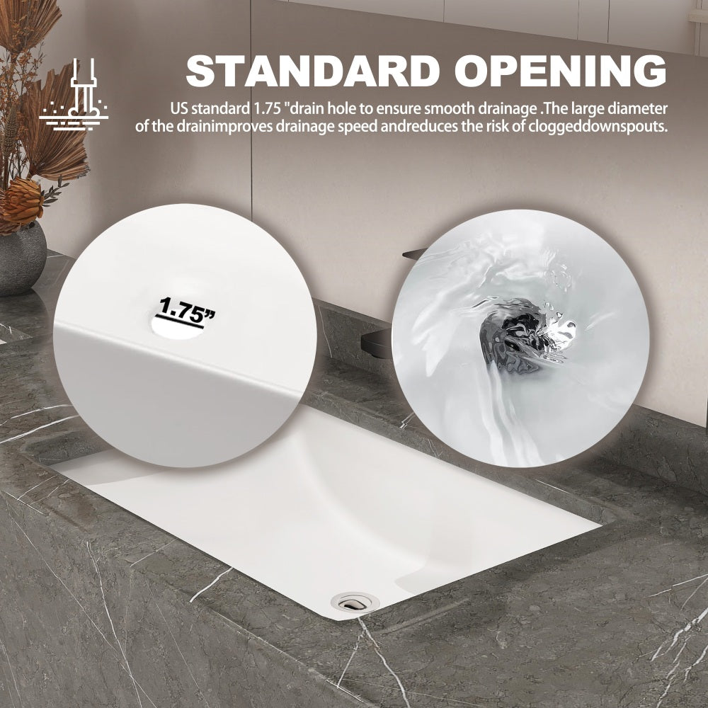 16 inch Under-mount Ceramic Rectangle Bathroom Vanity Sink, Under-mount Sink Rectangular with Concealed Overflow 16" x 11" Vessel Sink with Template DIY install Rectrangle White Ceramic