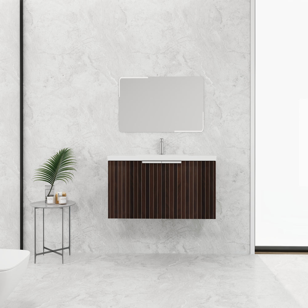 24 Inch Bathroom Cabinet With Resin Sink,Soft Close Doors,Float Mounting Design, For Small Bathroom