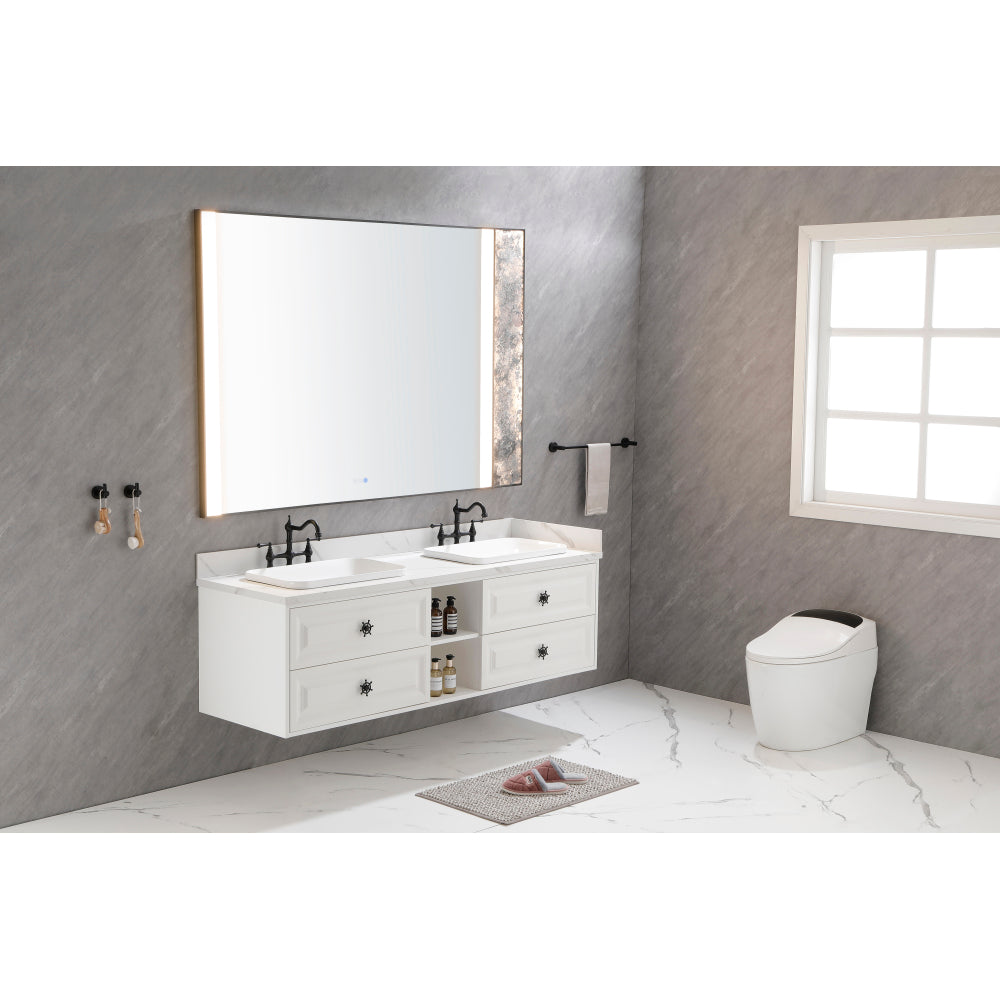 84" Wall Hung Bathroom Vanity Cabinet Fits Double Sinks, Cabinet Only (Countertop and Sinks Not Included)