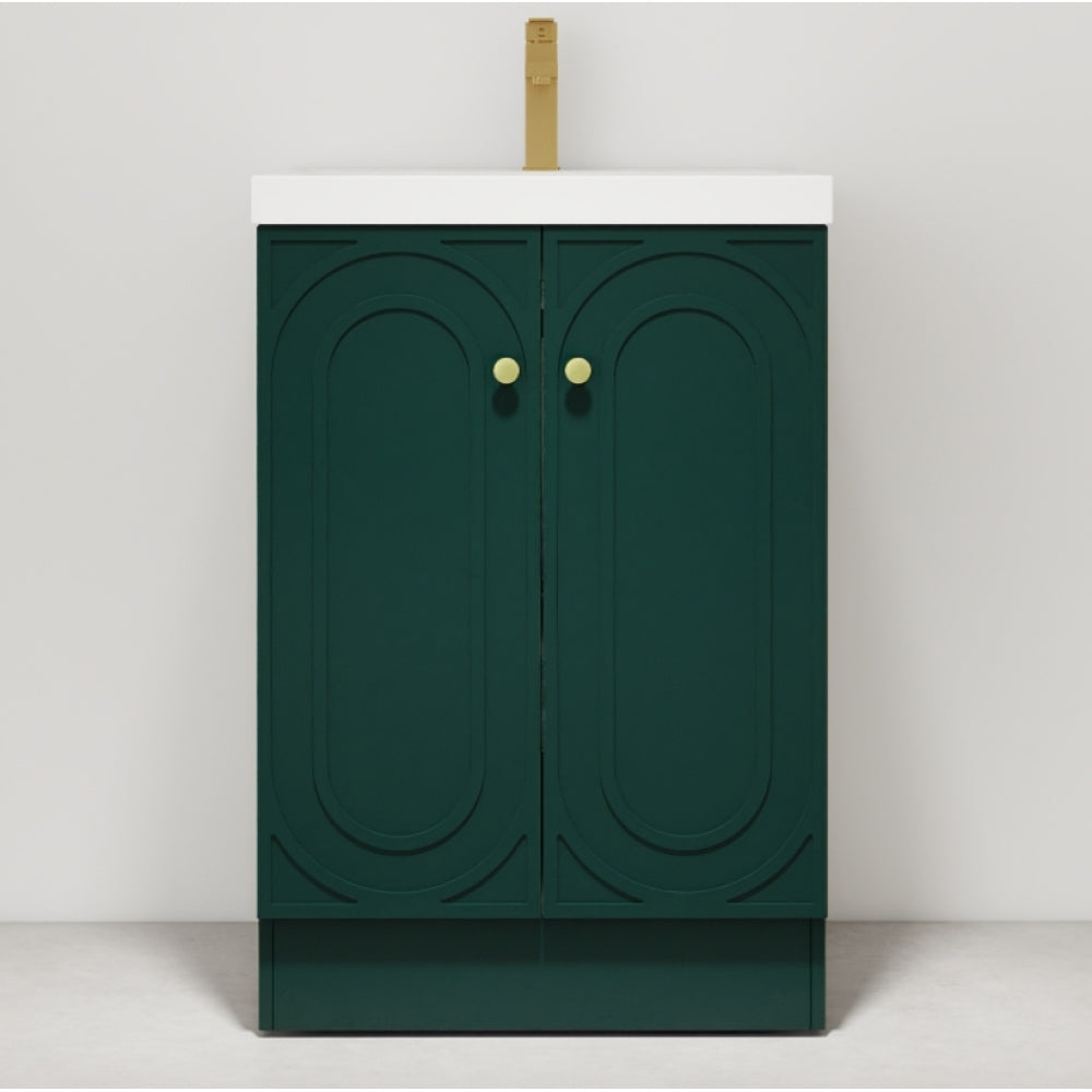 36" Freestanding Bathroom Vanity with White Resin Sink & 2 Soft-Close Cabinet Doors (KD-Packing)