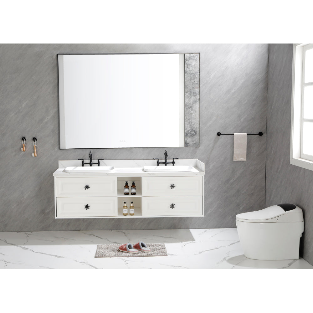84" Wall Hung Bathroom Vanity Cabinet Fits Double Sinks, Cabinet Only (Countertop and Sinks Not Included)