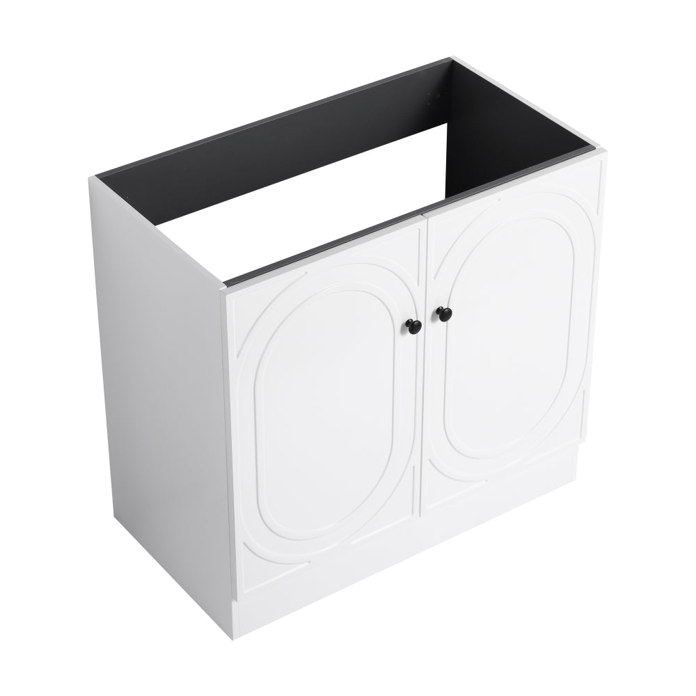 36" Freestanding Bathroom Vanity with White Resin Sink & 2 Soft-Close Cabinet Doors (KD-Packing)