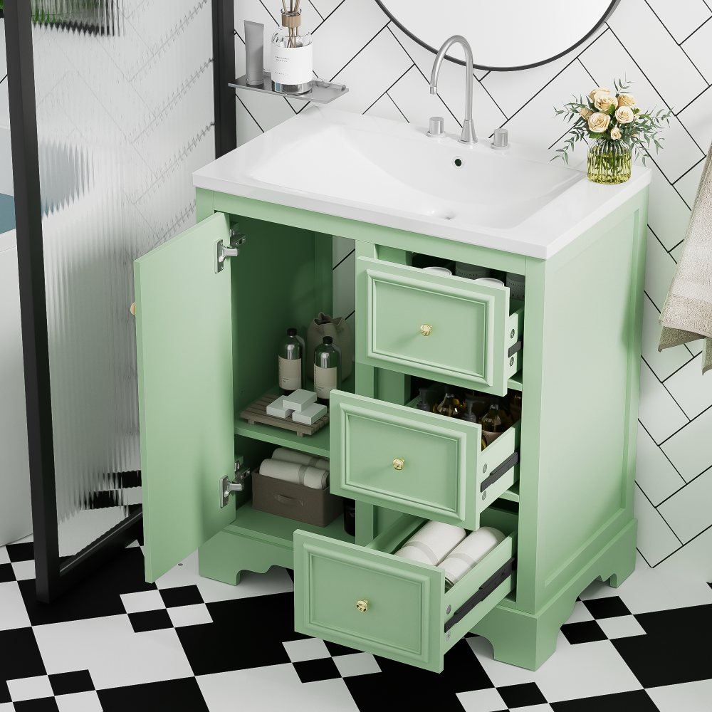 Wall Mounted Bathroom Storage Cabinet, Medicine Cabinets with large mirror door, adjustable shelves and three open storage levels(Not Include Bathroom Vanity )