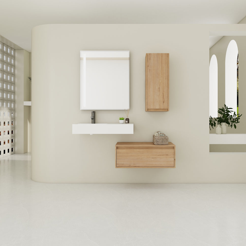 60" Bathroom Cabinet,Soft Close Drawer,Float Mounting Design (Only Vanity, Without Sink)