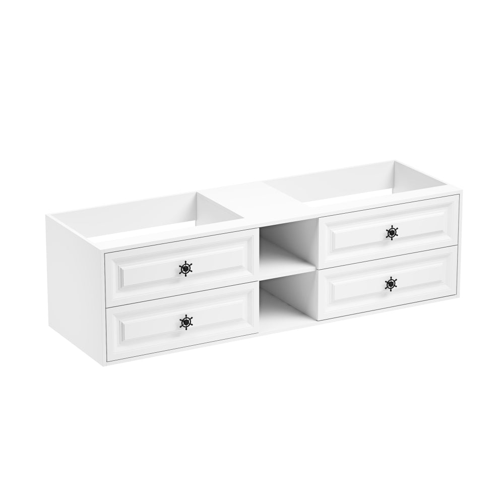 84" Wall Hung Bathroom Vanity Cabinet Fits Double Sinks, Cabinet Only (Countertop and Sinks Not Included)