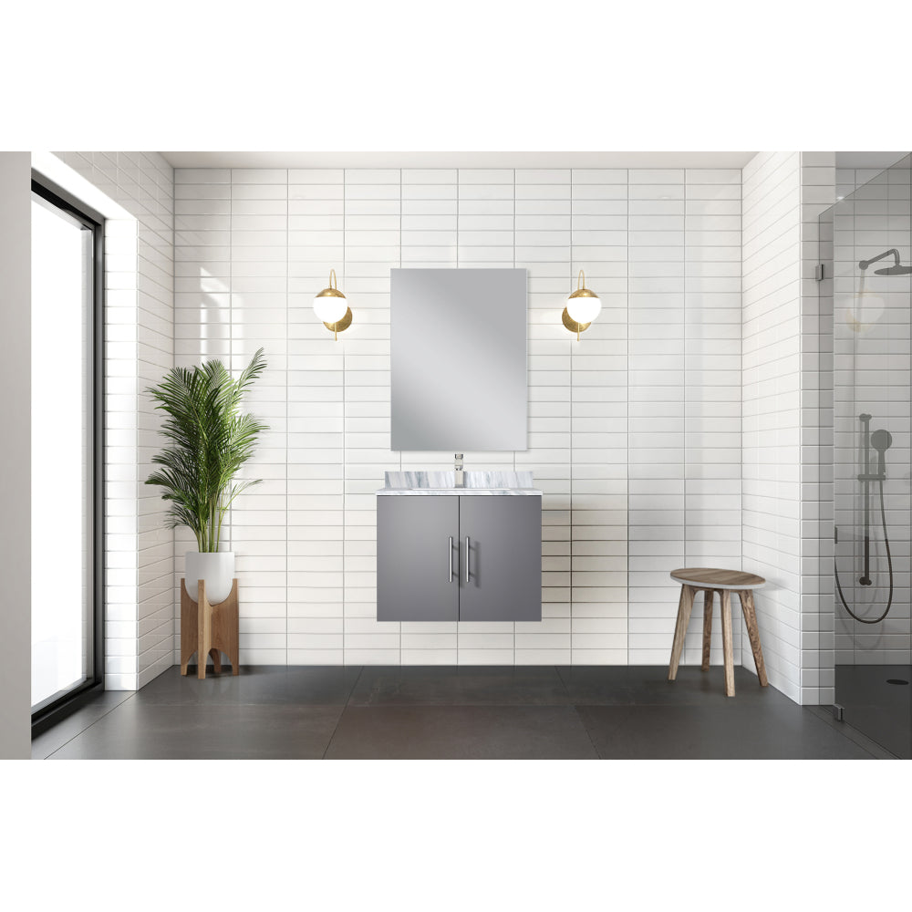 Dark Grey Bath Vanity 24 in. W x 22 in. D, Carrara Marble Top, and Faucet Set