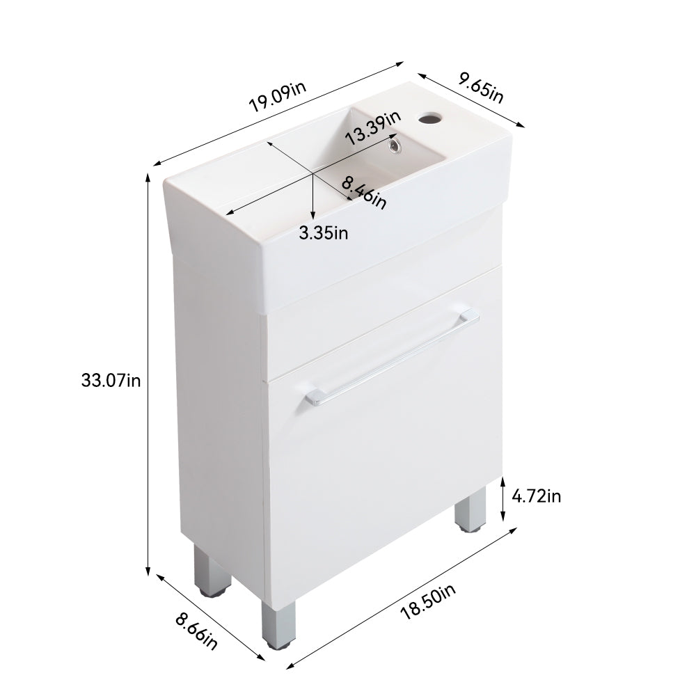 19 "white bathroom cabinet with ceramic sink