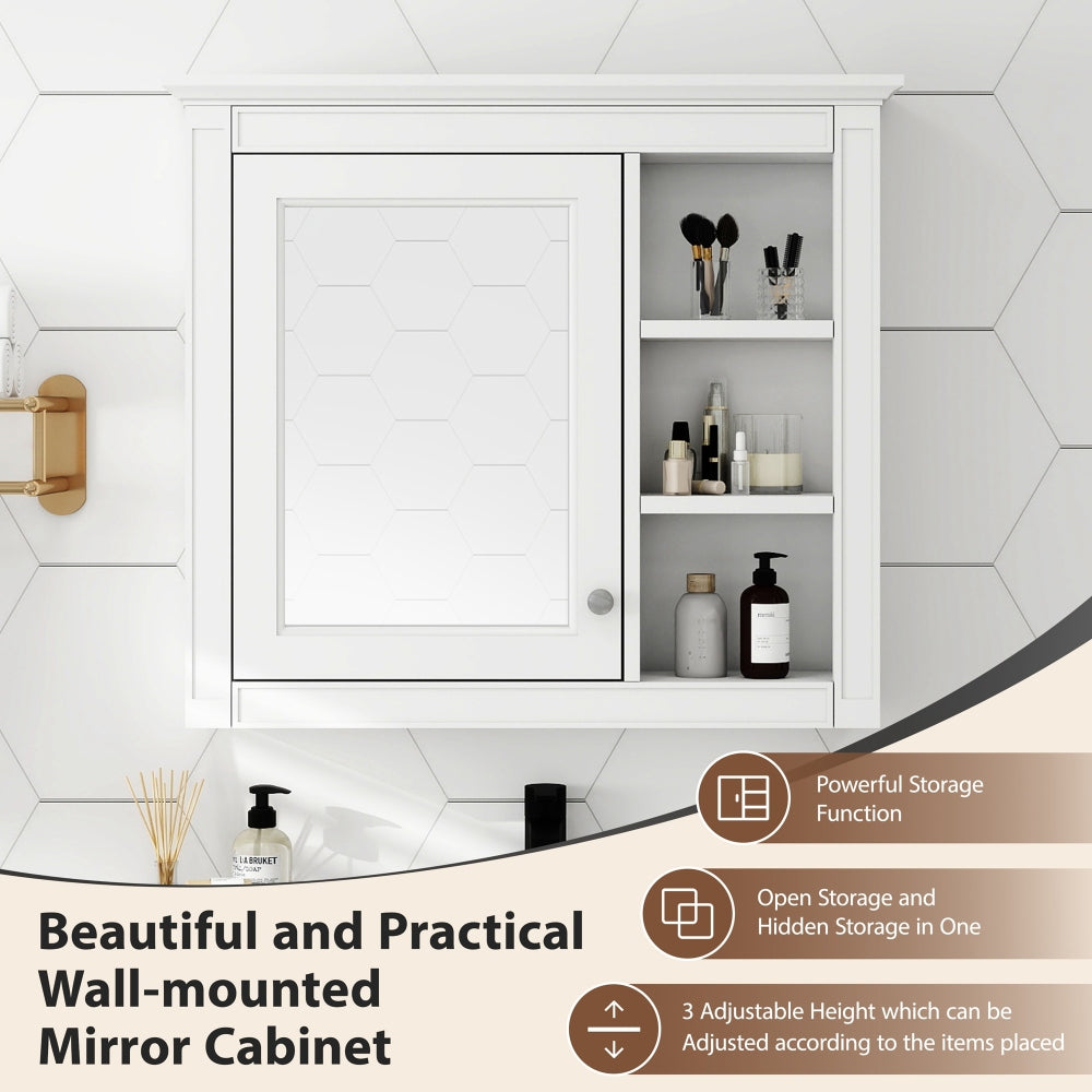30'' x 28'' Medicine Cabinet, Wall Mounted Bathroom Storage Cabinet, Modern Bathroom Wall Cabinet with Mirror,Medicine Cabinet, Mirror Cabinet with 3 Open Shelves (Not Include Bathroom Vanity )