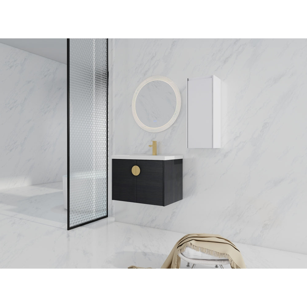 28" Wall-Mounted Bathroom Vanity With Ceramic Sink and Side Cabinet, Soft Close Doors, 00112WH-06328BCT Combination Cabinet(KD-Packing)
