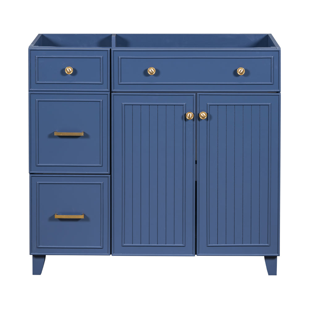 36-inch Bathroom Vanity, Transitional Style Bathroom Cabinet with Resin Sink, Navy Blue Single Bathroom Cabinet, with 2 Drawers and 1 Adjustable Storage Shelf, 2 Soft-close Doors