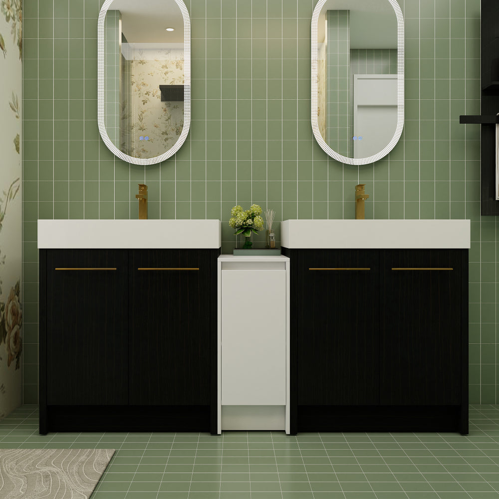 72 Inch Freestanding Bathroom Vanity with Resin Sink and a Storage Cabinets, With Soft Closing Door, 09230*2+0312 Combination Cabinet, KD-Package
