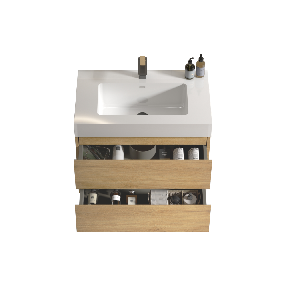 U041-Alice30-106 Alice 30" Natural Oak Bathroom Vanity with Sink, Large Storage Wall Mounted Floating Bathroom Vanity for Modern Bathroom, Pre-assembled
