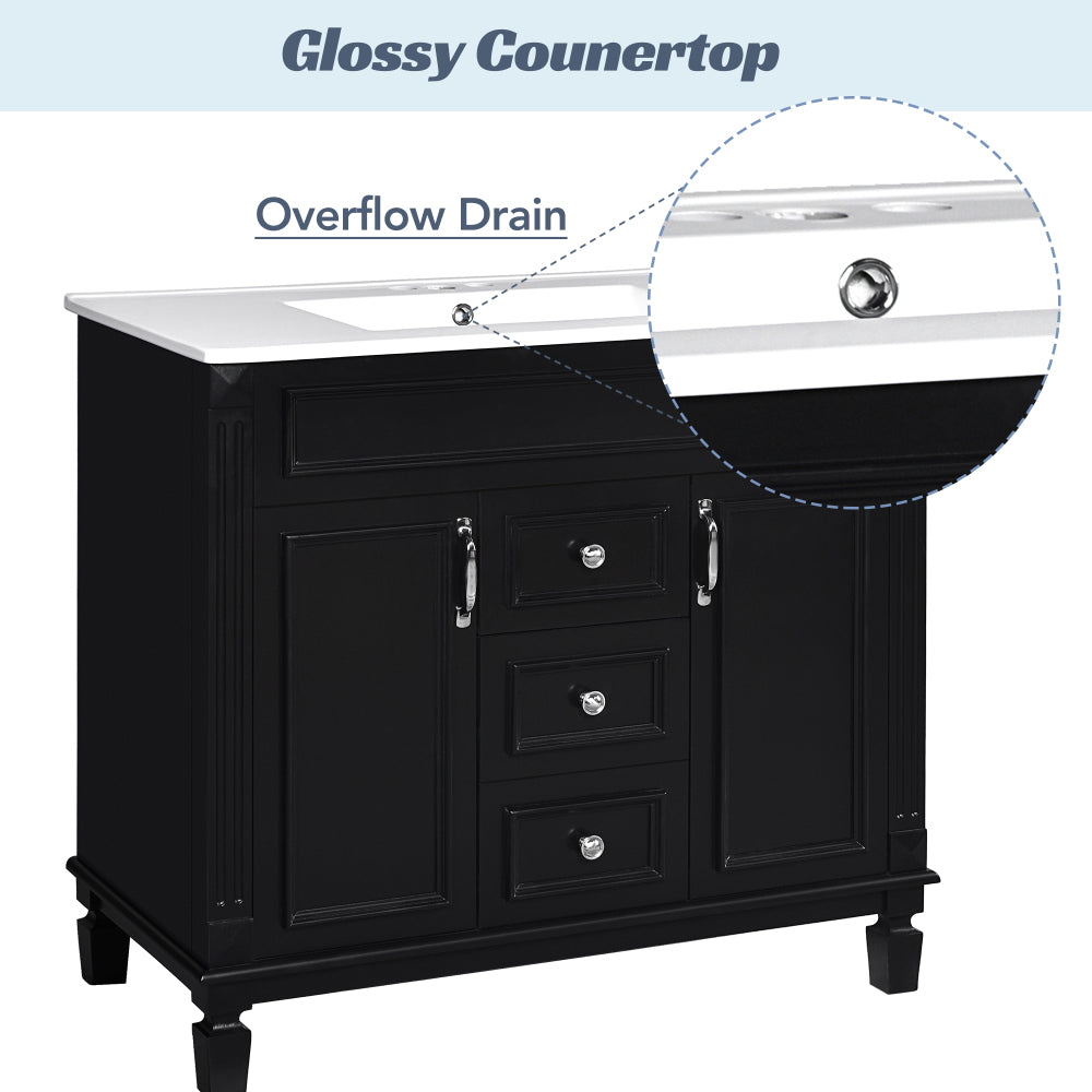 36'' Bathroom Vanity with Top Sink, Modern Bathroom Storage Cabinet with 2 Soft Closing Doors and 2 Drawers, Single Sink Bathroom Vanity