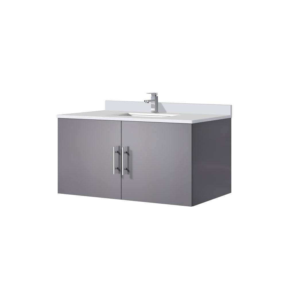 Dark Grey Bath Vanity 36 in. W x 22 in. D, White Quartz Top, and Faucet Set