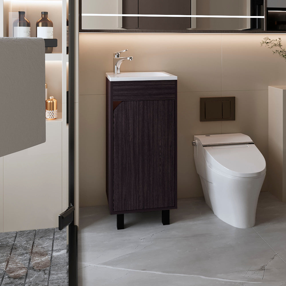 FM FURNITURE Quartzsite Bathroom Vanity with Integrated Sink and Faucet, White