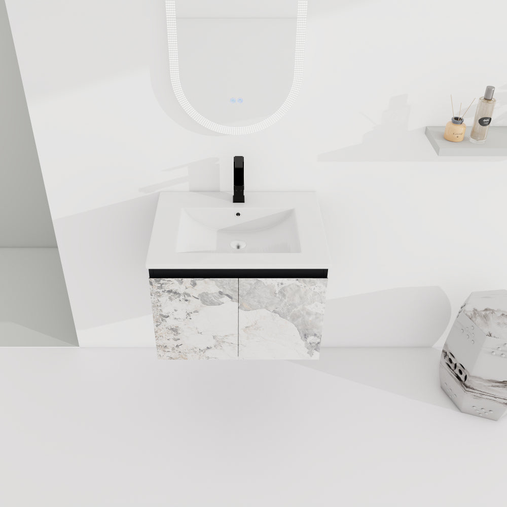 24'' Floating Wall-Mounted Bathroom Vanity With Ceramics Sink & Soft-Close Cabinet Door, KD-Package