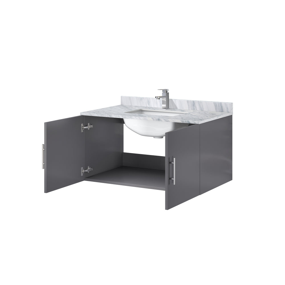 Dark Grey Bath Vanity 36 in. W x 22 in. D, White Quartz Top, and Faucet Set