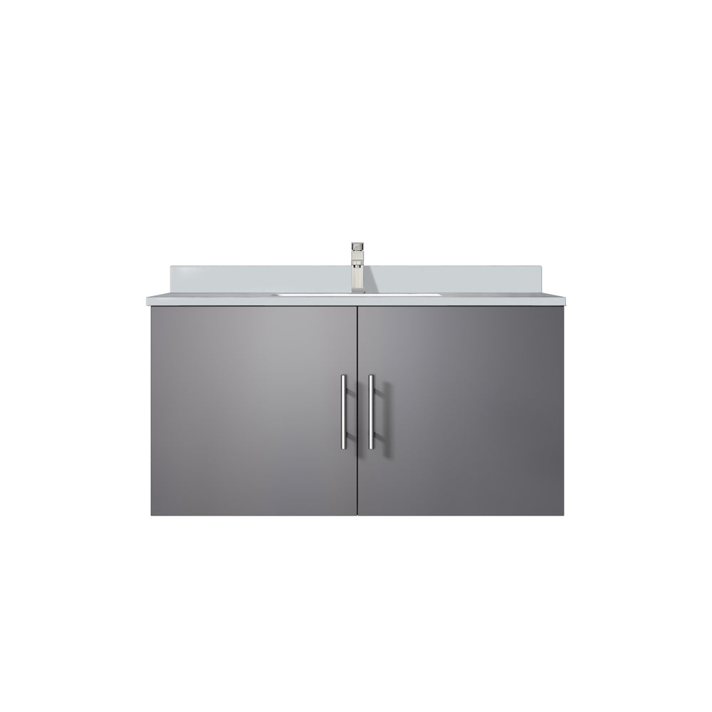 Dark Grey Bath Vanity 36 in. W x 22 in. D, White Quartz Top, and Faucet Set