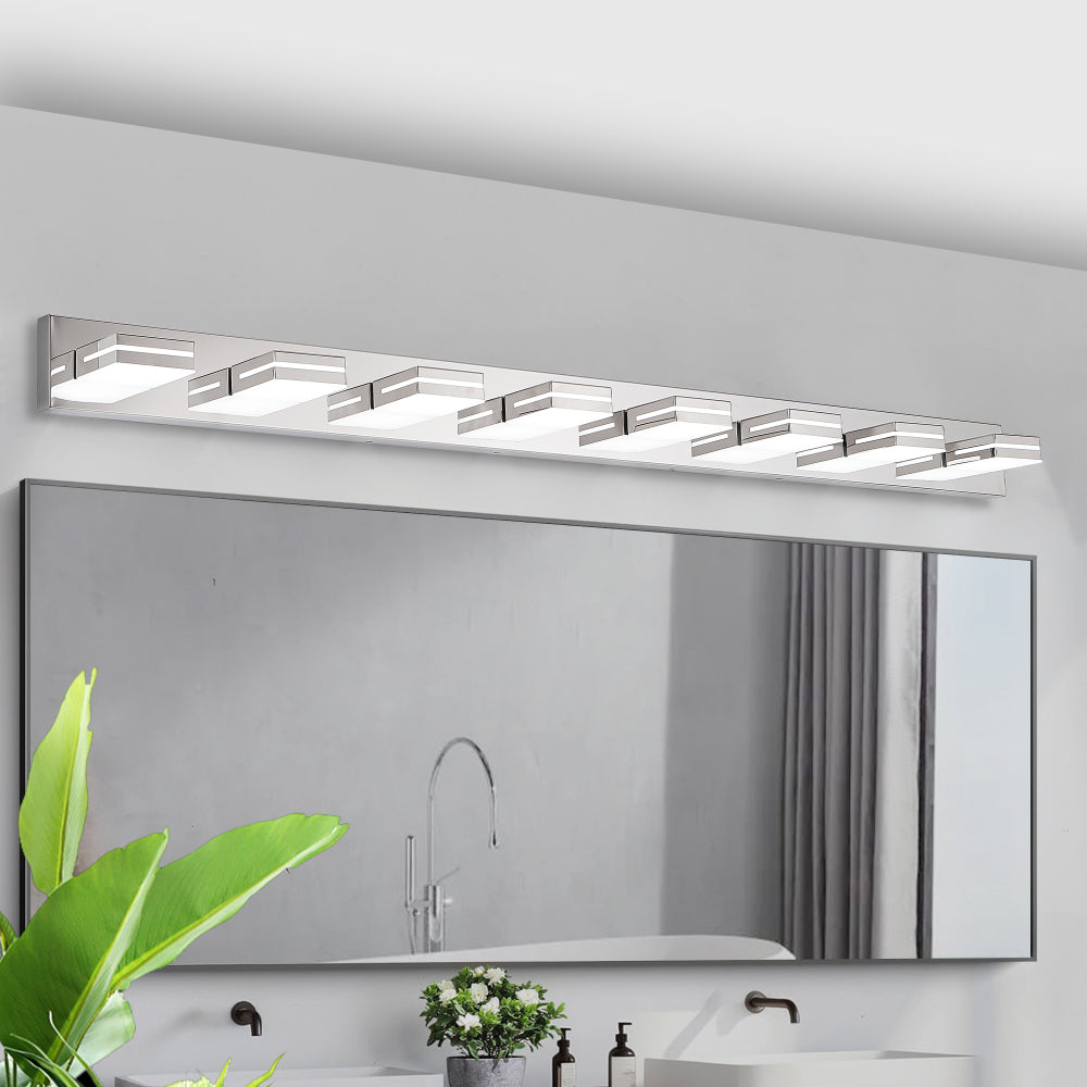 Modern Black LED Vanity Light, 7-Lights Wall Sconce for Bathroom and Mirror, Sleek Minimalist Design, Energy-Efficient, Easy to Install